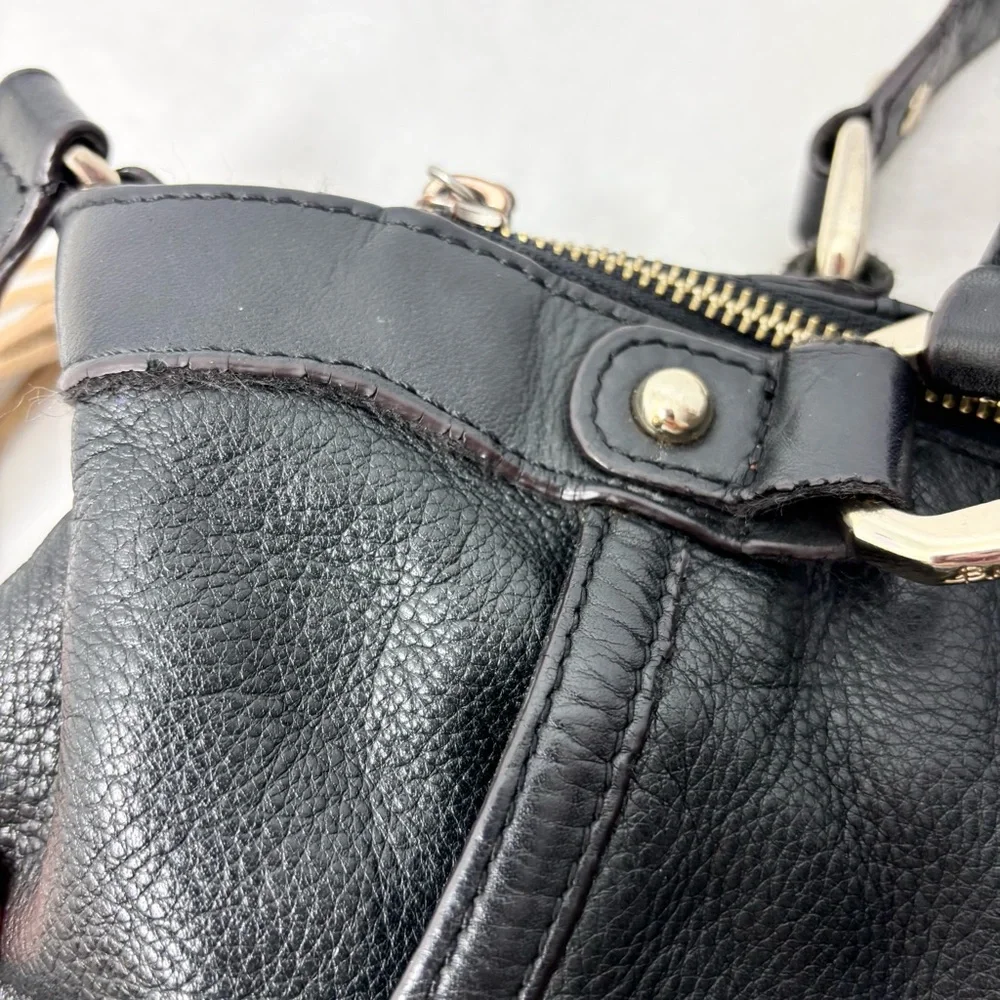 B Makowsky Large Black Genuine Leather Handbag‎ Lombard Satchel